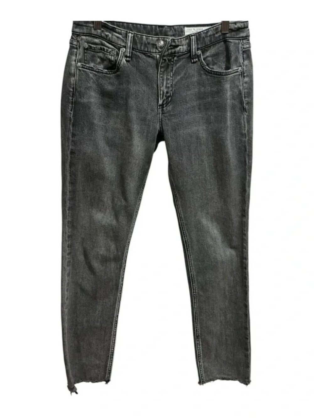 Rag & Bone Size 27 Faded Gray Skinny Jeans Raw Hem 5-Pocket Ankle Mid Rise